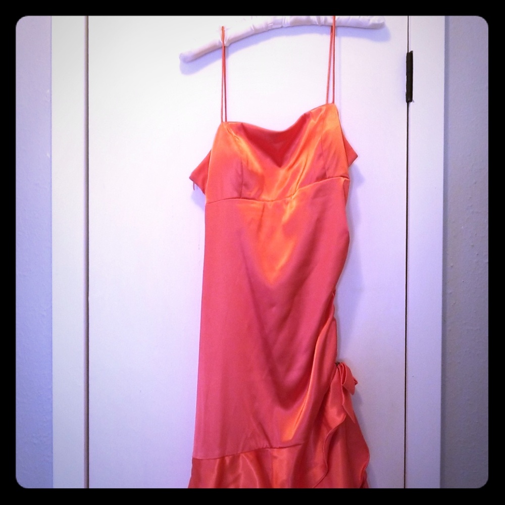 Orange High/Low Prom Dress